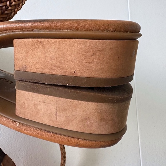 Paul Green Helena Women Size 8 Woven Leather Tan Sandals Slingback Heel Boho - Picture 13 of 15